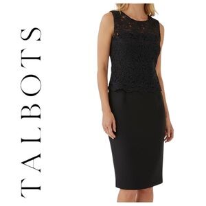 Talbots Black Sleeveless Lace Overlay Dress Size 4
